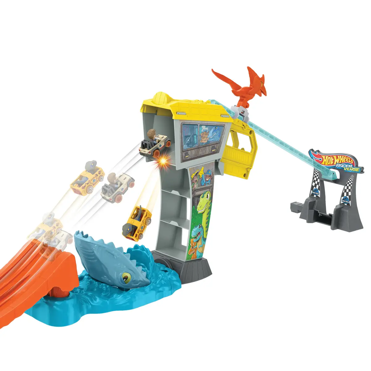 MATTEL Hot Wheels RacerVerse Jurassic World Blue’s Raptor Rush Photo 4