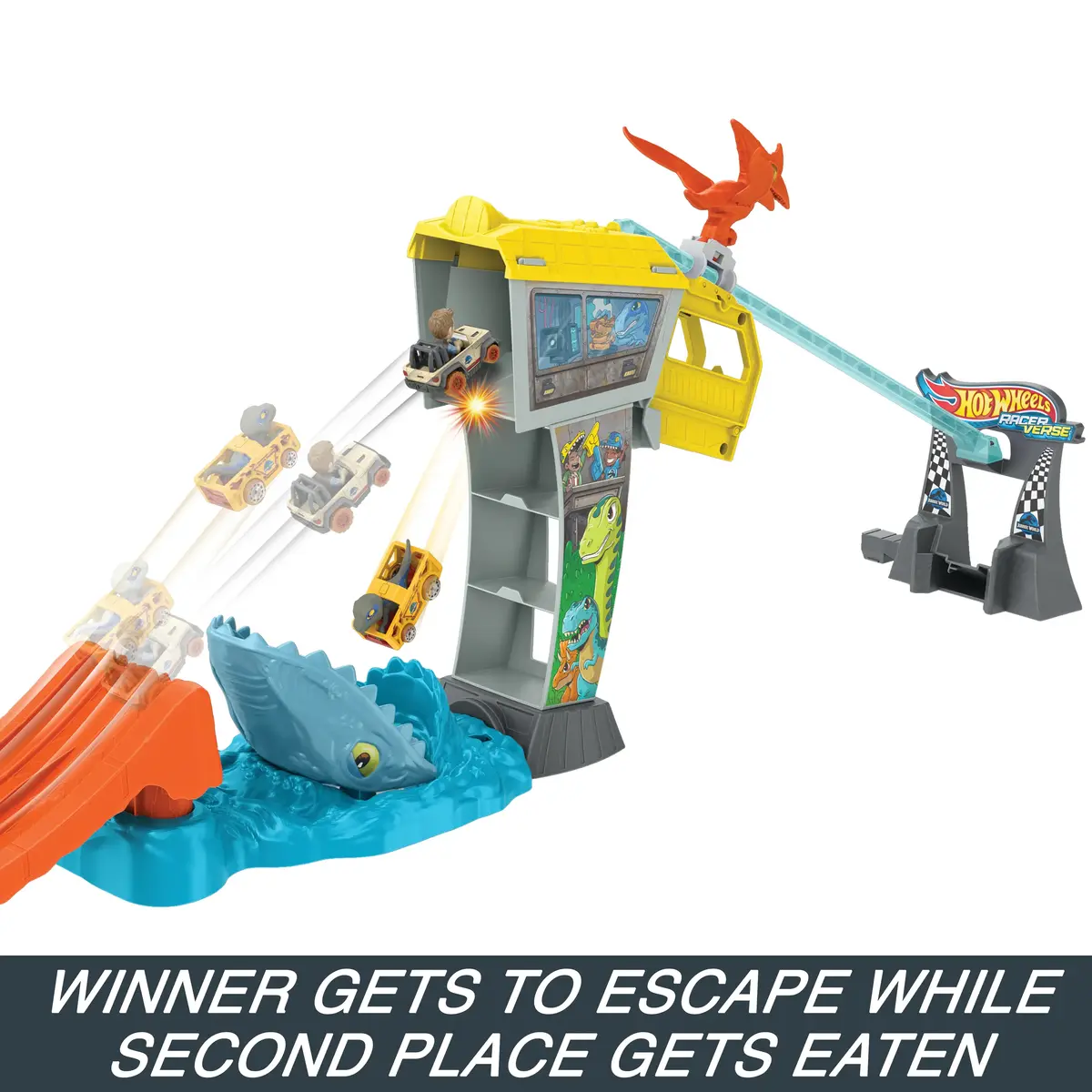 MATTEL Hot Wheels RacerVerse Jurassic World Blue’s Raptor Rush Photo 9