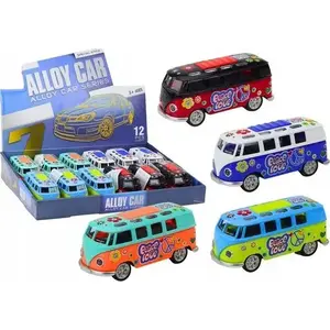 LEANToys Camper Bus 1:32 metal toy model with lights, sound, motorized drive and opening doors
