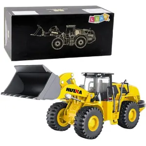 HUINA metāla ekskavatora-iekrāvējs modelis 22756, dzeltens, mērogs 1:50