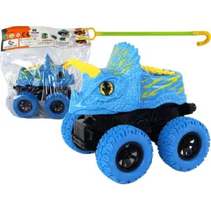 LEANToys ride-on push vehicle Triceratops with rubber wheels, blue