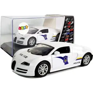 LEANToys Police Sport Car Toy with Sound and Lights, Battery-Powered, White
