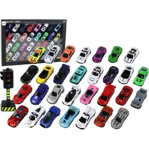 Die-cast toy cars set LEANToys 30-piece aluminum sports and police cars in box
