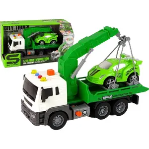 Игрушечный эвакуатор LEANToys 1:16 зелёный с звуком и подсветкой