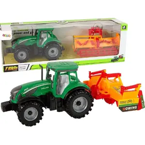 Toy Tractor LEANToys 14842 — green tractor with orange cultivator, battery-powered children’s ride-on
