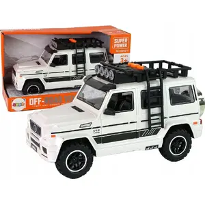 LEANToys rotaļu bezceļu auto — balts, darbināms ar baterijām, modelis 15497