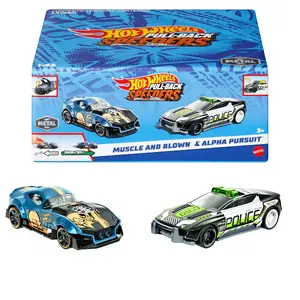 Игровой набор MATTEL Hot Wheels Pull-Back Speeders HPR91 — 2 автомобиля, масштаб 1:43, заводной механизм, пластик и металл