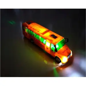 Mechanical Toy Bus LEANToys 6903 — Wind-up School Bus with Lights, Sounds and Opening Doors