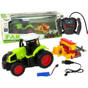 Toy Tractor with Baler R/C 1:16 Scale Green — LEANToys 14816