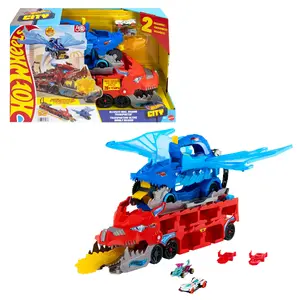 Игровой набор транспорт и трасса MATTEL Hot Wheels City Ultimate Dual Dragon Transporter с 2 машинами 1:64, от 4 лет