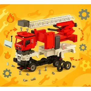 Large Fire Truck Toy Sferazabawek B34E1 — ladder, lights, mechanical play