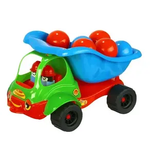 Mechanical Toy Dumper Truck b±czek Bączek with Balls — Plastic Play Truck, Pack 260×415×235 mm
