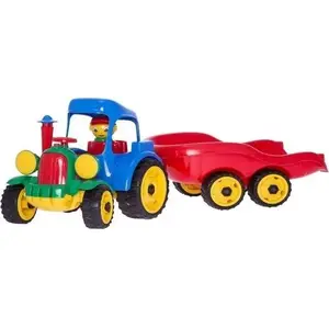 Mechanical toy Hemar Tractor with Trailer MIX model — Hemar, assorted colors, small toy tractor with detachable trailer