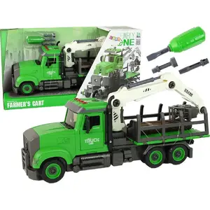 Toy log carrier cart LEANToys model 15917, green — children's mechanical playset