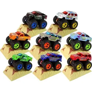 LEANToys Monster Truck Big Foot pull-back toy car with rubber tires and ramp