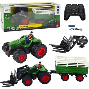 RC Tractor with Trailer and Forks LEANToys model 21207 — remote-controlled farm vehicle, dual rear wheels