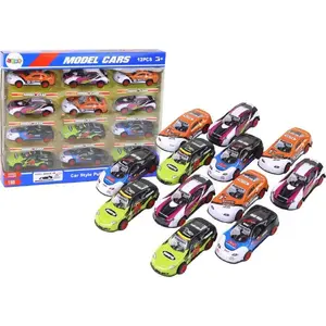 LEANToys friction-powered toy cars set 12 pcs, 1:55 scale, colorful