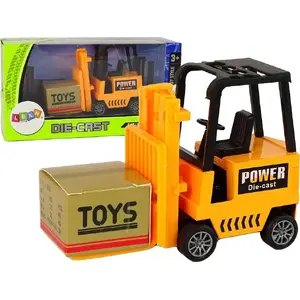 LEANToys mechanical friction-powered forklift toy, orange, model 13312