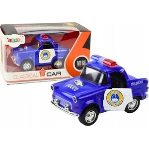 Toy Police Car LEANToys 1:38 scale, lights and sounds, pull-back drive, blue