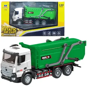 Toy Garbage Truck HUINA 1:50 Scale Metal Movable Green