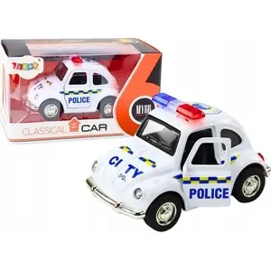 Toy Police Car LEANToys 1:38 scale, lights and sounds, white, model 20664