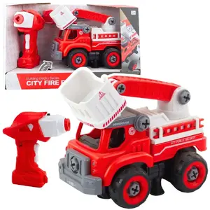 Toy Fire Truck with Articulated Boom and Remote Control, 2-in-1 Drill Function — LEANToys