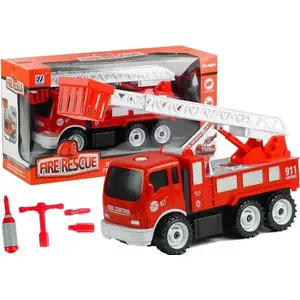 Toy fire truck with ladder by LEAN Sport model 3354 — disassemblable construction with tools
