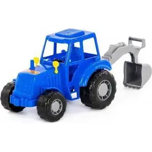 Toy backhoe loader Polesie Majster 84873 — blue, plastic construction vehicle for children