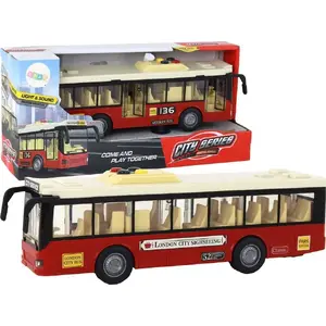 Toy Battery-Powered City Bus LEANToys 1:16 Scale Red with Lights and Sounds