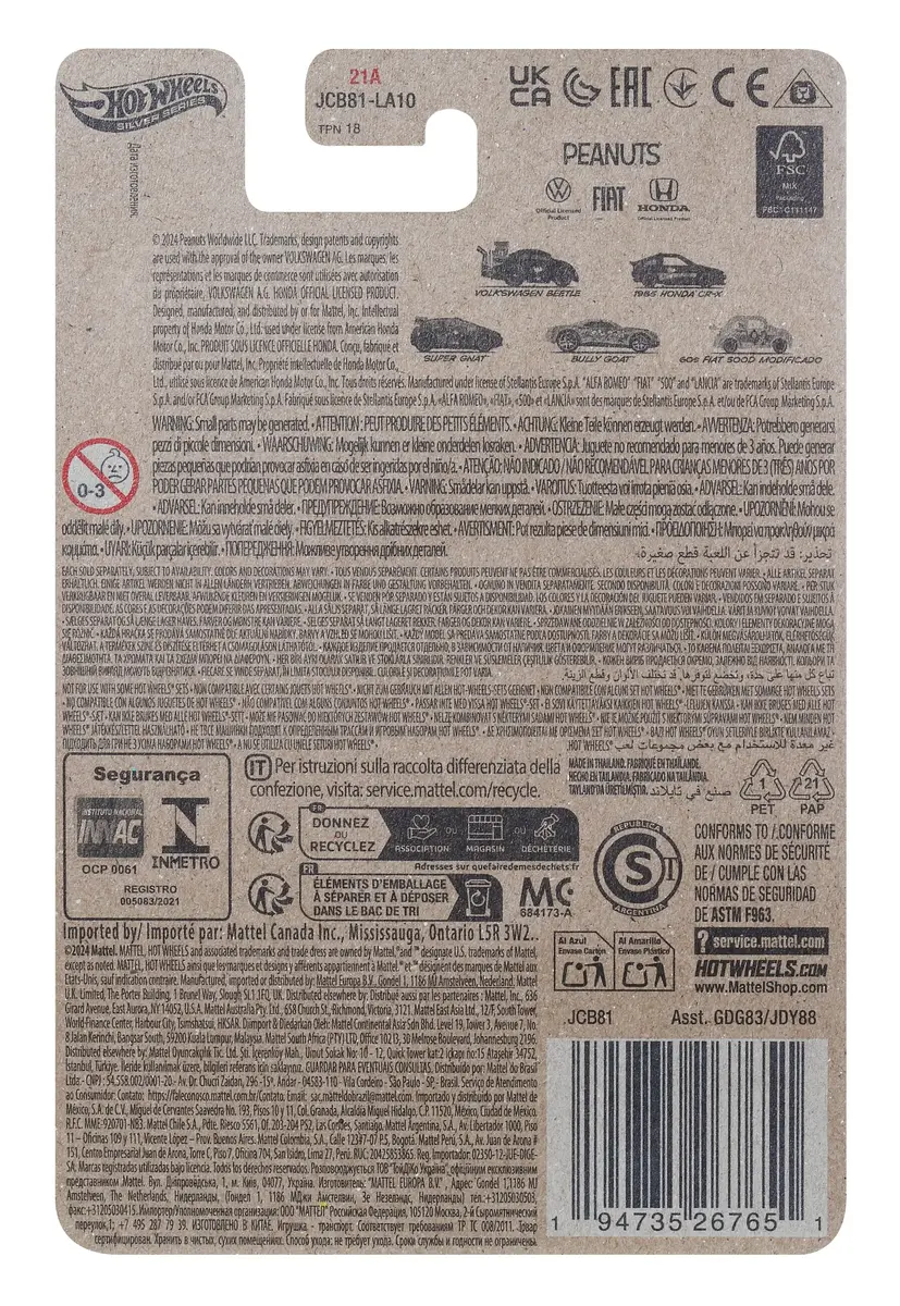 MATTEL Hot Wheels Peanuts 1:64 Toy Car Photo 2