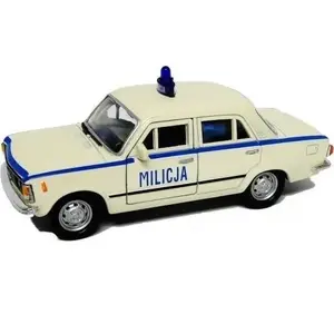 Metāla modelis Welly Fiat 125p 1:39 Milicja balts — mērogs 1:39, metāla un plastmasas konstrukcija