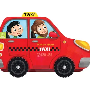 Mechanical toy Aksjomat Świat na kółkach Taxi 36913 — pull‑back taxi model, children's play vehicle