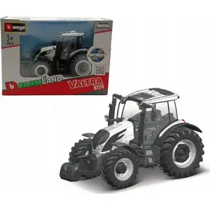 Toy tractor Bburago Valtra N174 in white — scale model, die-cast collectible