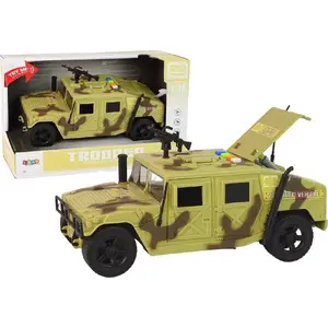 LEANToys Military Vehicle Friction-Powered Toy Car – Camouflage Pattern