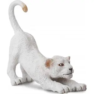 Collecta figurine stretching white lion cub model 004-88550, collectible animal toy