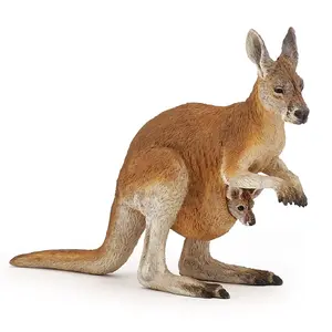 Figure Papo Kangaroo with Joey — Papo 401148, brown PVC animal figurine suitable from 3 years