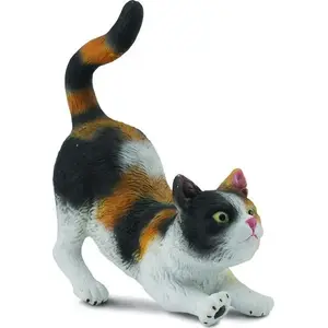 Collecta figurine domestic cat stretching three-color model 449059