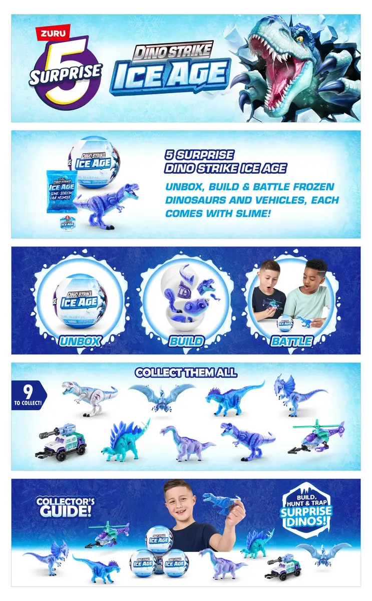 Zuru 5 Surprise Dino Strike Ice Age набор Photo 9