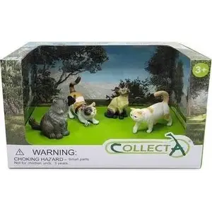 Collecta set of 4 cat figurines, model numbers 88327/88331/88491/88937, collectible animal figures