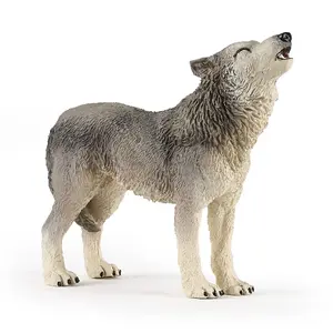 Figure Papo Howling Wolf PVC wild animal figurine, grey and white, for ages 3+