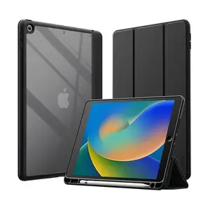 Folio case Crong PrimeFolio for iPad 10.2" (2021–2019) — 25.9 cm, polycarbonate/TPU, stand, black transparent
