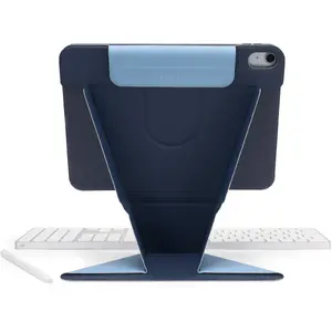 Tablet stand case PIPETTO Origami No6 for iPad 10.9" (2022), dark blue, foldable origami design