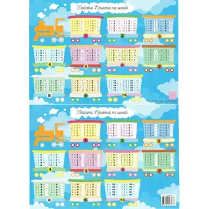 Desk mat ART MAP with multiplication table — educational train design