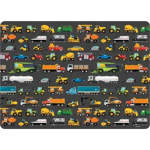 Laminated placemat Derform DERF.PLAPO – children's vehicles design, washable PVC surface