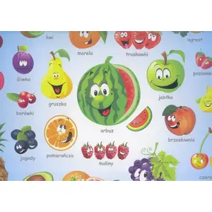 Desk pad Liwona 'Poznaję owoce' model 187105 – protective desk mat for children, printed fruit design