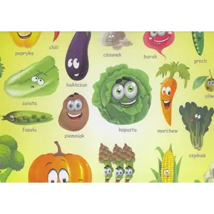 Desk mat Liwona 'Poznaję warzywa' model 187107 – educational vinyl placemat for children