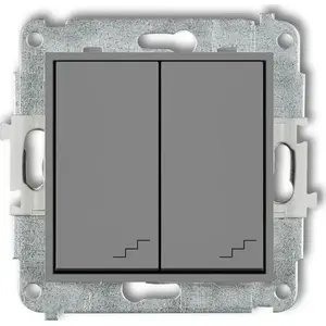 Double staircase switch Karlik 27MWP-33 grey matte — double-pole staircase control, surface-mounted