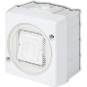 Wall-mounted single-pole hermetic switch Karlik SENIOR WHS-1 white, single-pole, sealed design