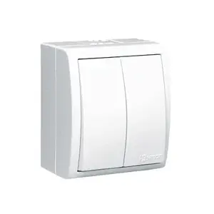Electrical switch Kontakt-Simon AQW5/11, plastic housing, IP54, 250V AC, 10A, white, 60×48 mm