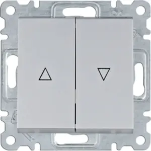 Hager WL0322 monostable (momentary) shutter switch, silver — single-gang wall control